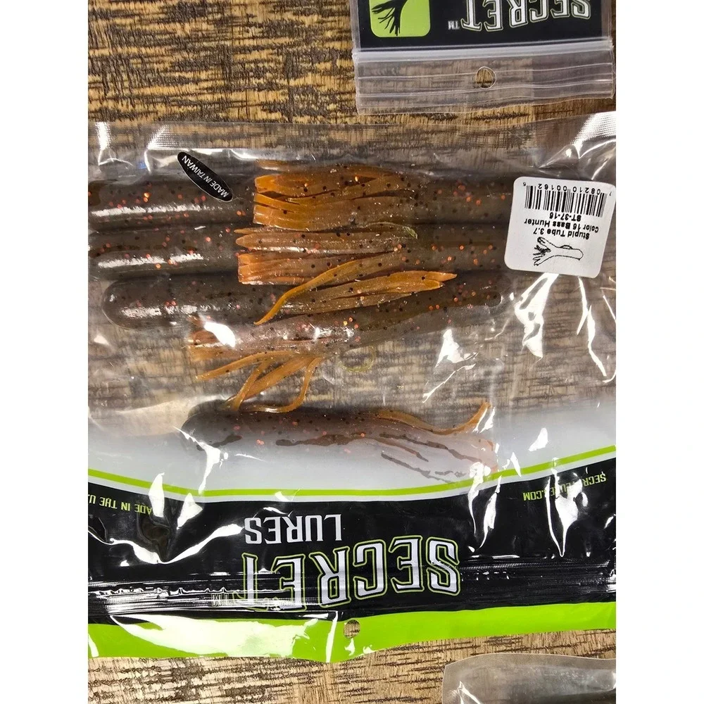 Secret Lures Stupid Tube Big Dummy Bass Fishing Lure‎ Bundle with Jig Heads 5pk